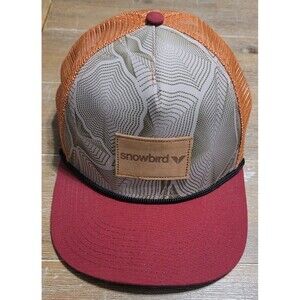 Snowbird UT Snapback Trucker Cap - Utah Ski Hat Burnt Orange Maroon Red Patch